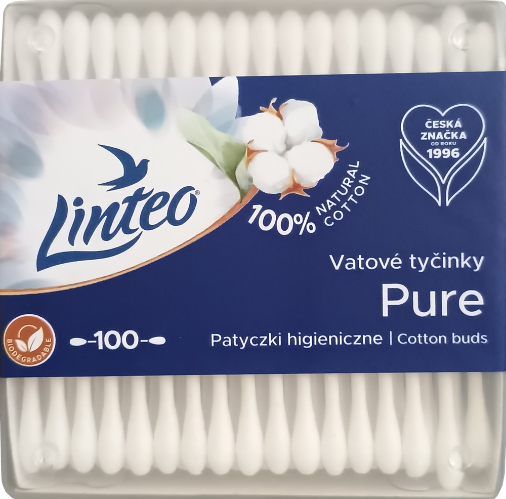 Vatové tyčinky 100ks Linteo krabička