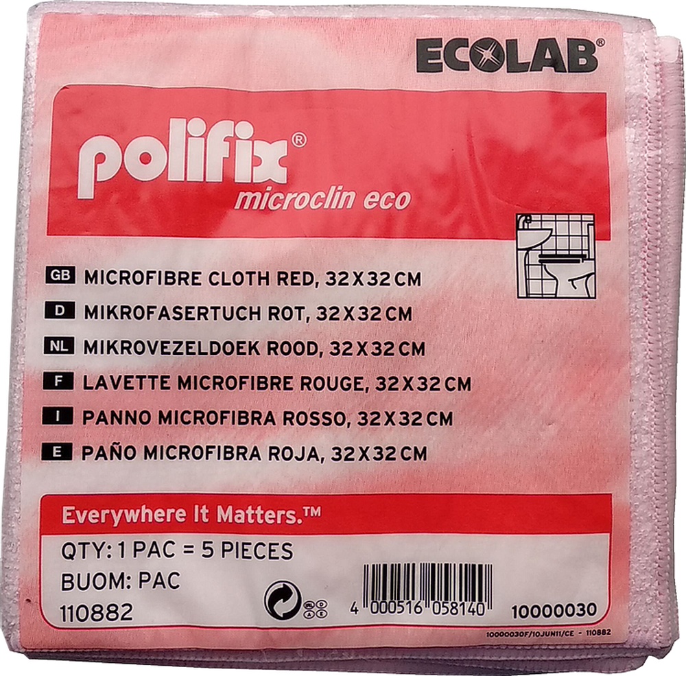 Utěrka mikro Ecolab ECO červená toalety 5ks