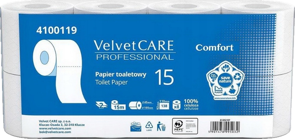 Toaletní papír 2vrs.4100119 Velvet  celuloza 15m