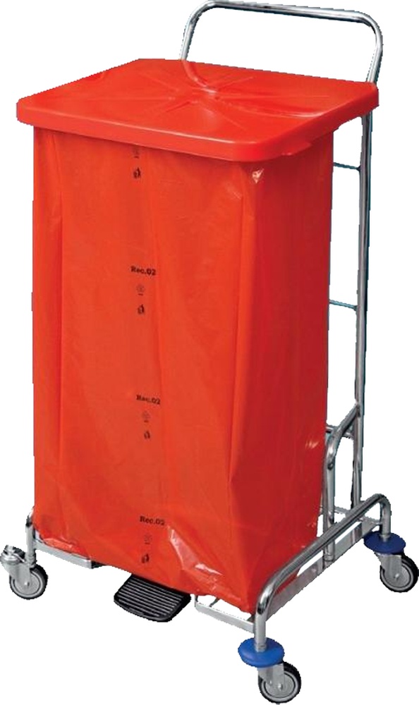 Stojan na odpad s nášl Pedalbag víko červené 70L